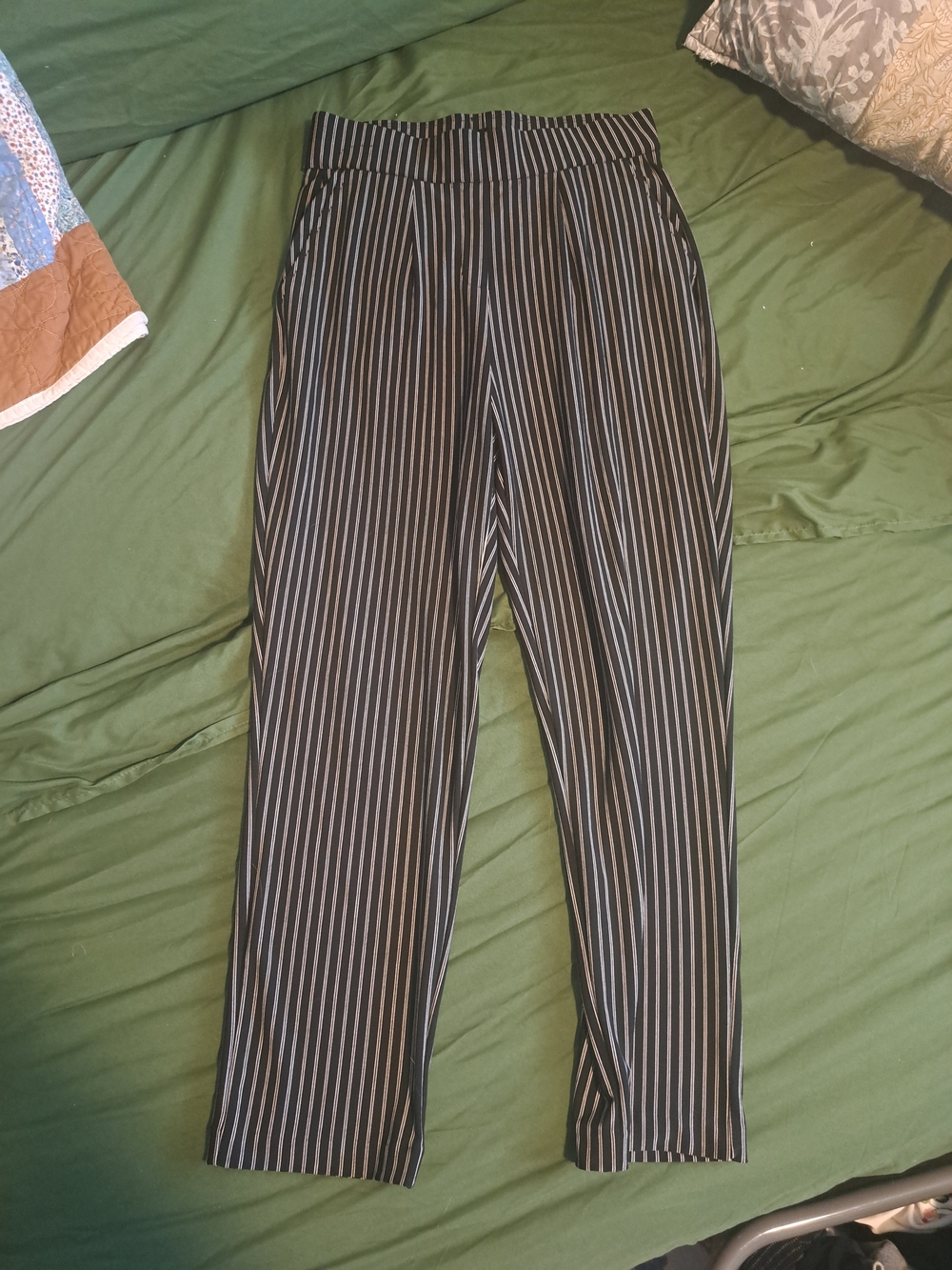 Hilary Radley Black with White Pinstripe Women's Dress Pants